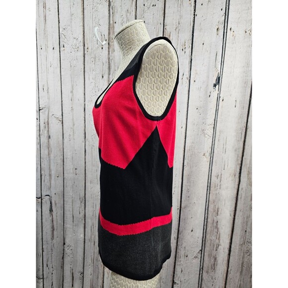 ALK Women's L Belldini Red & Black Sleeveless Tank Top Sweater Vest Shell NEW - Picture 3 of 8